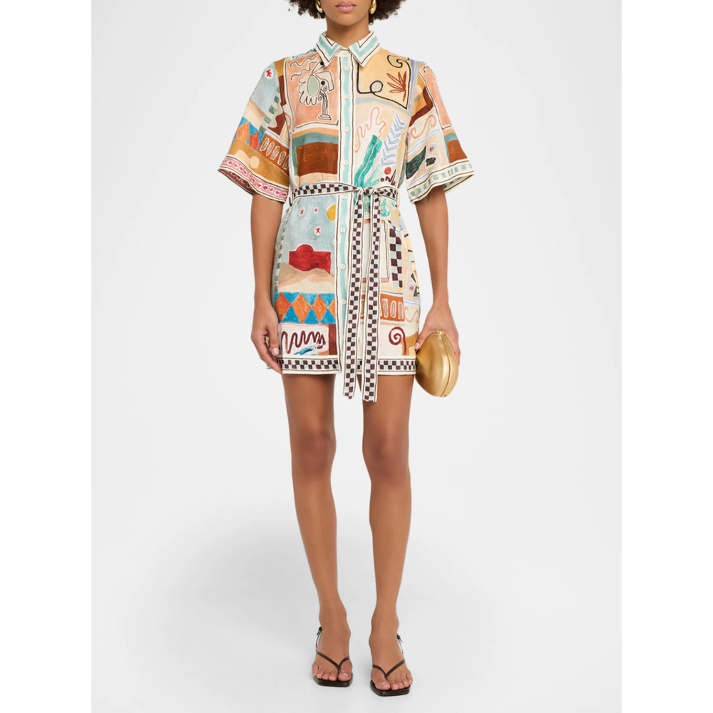 ALEMAIS Michelle Linen Mini Shirtdress - Picture 2 of 8